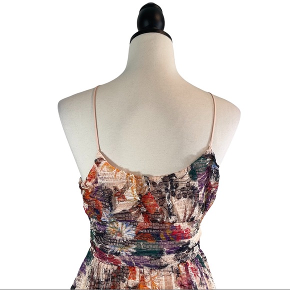 Anthropologie Maeve Mackenzie Spaghetti Strap Dress Floral Mesh Overlay, Size 0 - Picture 9 of 15